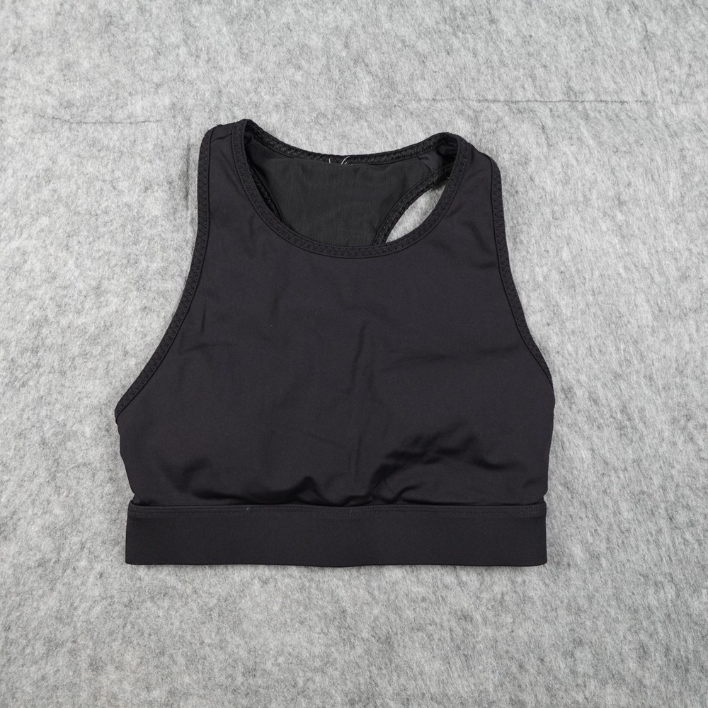 Fabletics Sports Bra Womens XS/S? Black High Neck Racerback Mesh‎ Panel Crop Top